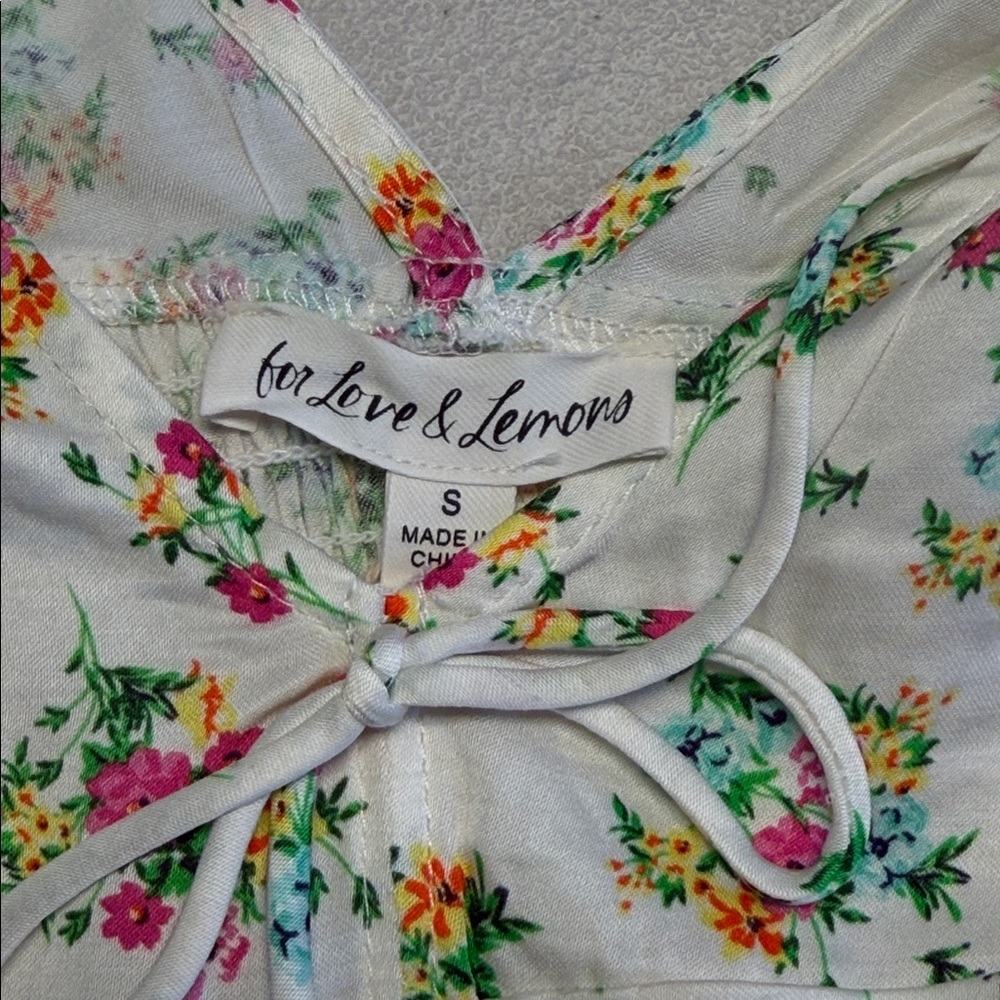 NWT For Love and Lemons Floral Long Sleeve Crop Top - Picture 4 of 9